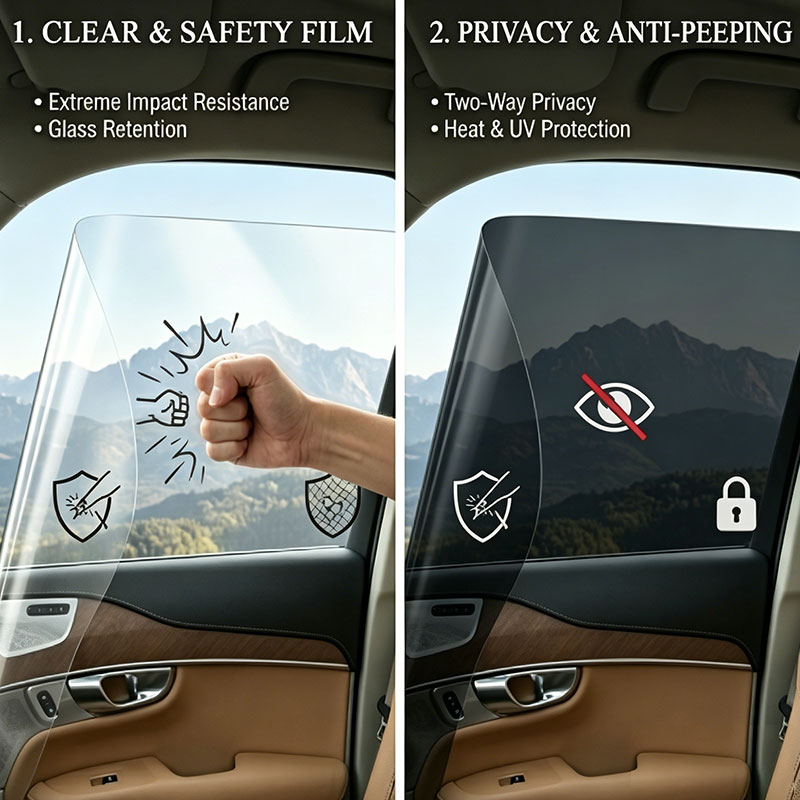 Clear & Safety Automotive Window Film